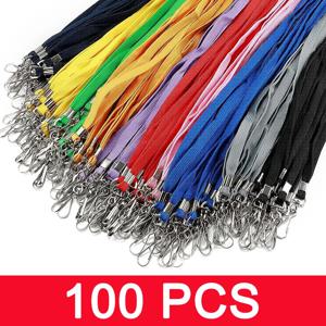 100 개/몫 나일론 안전 Lanyards 카드 홀더 배지 키 체인 ID 카드에 대 한 목 밧줄 블랙 블루 레드 그린 Landyard 도매