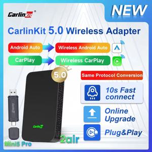 2air Mini5 Pro CarlinKit 5.0 무선  CarPlay 무선 안드로이드 자동 상자 2.4G 및 5.8Ghz WiFi BT 유선 안드로이드 자동 Carplay 자동차에 대한 플러그 앤 플레이 온라인 업그레이드 연결  CarlinKit 4.0