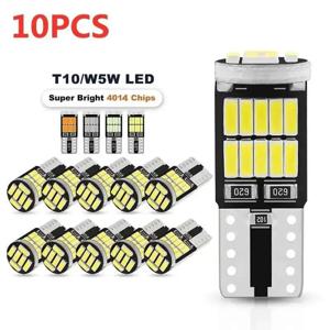 10X W5W T10 전구 Canbus 4014 SMD 6000K 168 194 Led 5W5 자동차 인테리어 돔 독서 번호판 조명 신호 램프