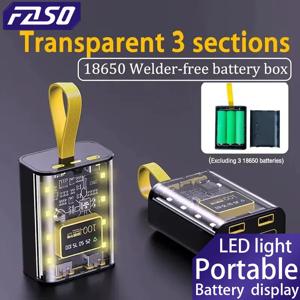 FASO 3*18650 보조베터리 케이스 배터리 보관 야간 조명 iPhone Xiaomi 18650 배터리 보관함 용 듀얼 USB 충전 DIY 쉘