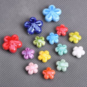 10pcs 꽃 모양 12mm 18mm 유약 세라믹 도자기 느슨한 구슬 보석 만들기 DIY 팔찌 결과