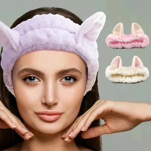 여성용 세련된 액세서리 귀여운 산호 양털 고양이 귀 머리띠 - 부드럽고 편안하며 세안 및 메이크업에 적합