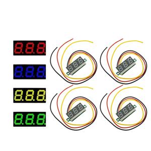 4pcs 디지털 미니 디지털 전압계 0.28 인치 3 라인 0-100V 디지털 전압계 게이지 테스터 LED 디스플레이 패널 전압계