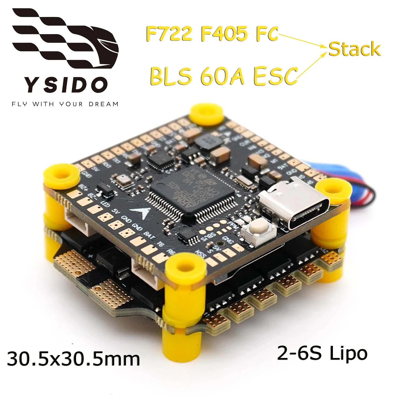 F405 V3 F722 비행 컨트롤러 BLS 4-in-1 60A ESC 2-6S 30.5x30.5mm 원격 제어 FPV 레이싱 드론 쿼드콥터용 스택/플라이타워