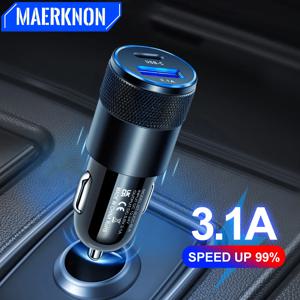 USB 차량용 충전기 3.1A 아이폰에 대 한 빠른 충전 유형 C 자동차 전화 충전기 어댑터 삼성 Xiaomi 화웨이 USB C 자동차 담배 라이터