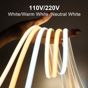 110V 220V 슈퍼 밝은 COB LED 스트립 스위치 FOB 테이프 리본 EU 미국 플러그 35M 30M 25M 20M 15M 10M 네온 불빛 주방 룸