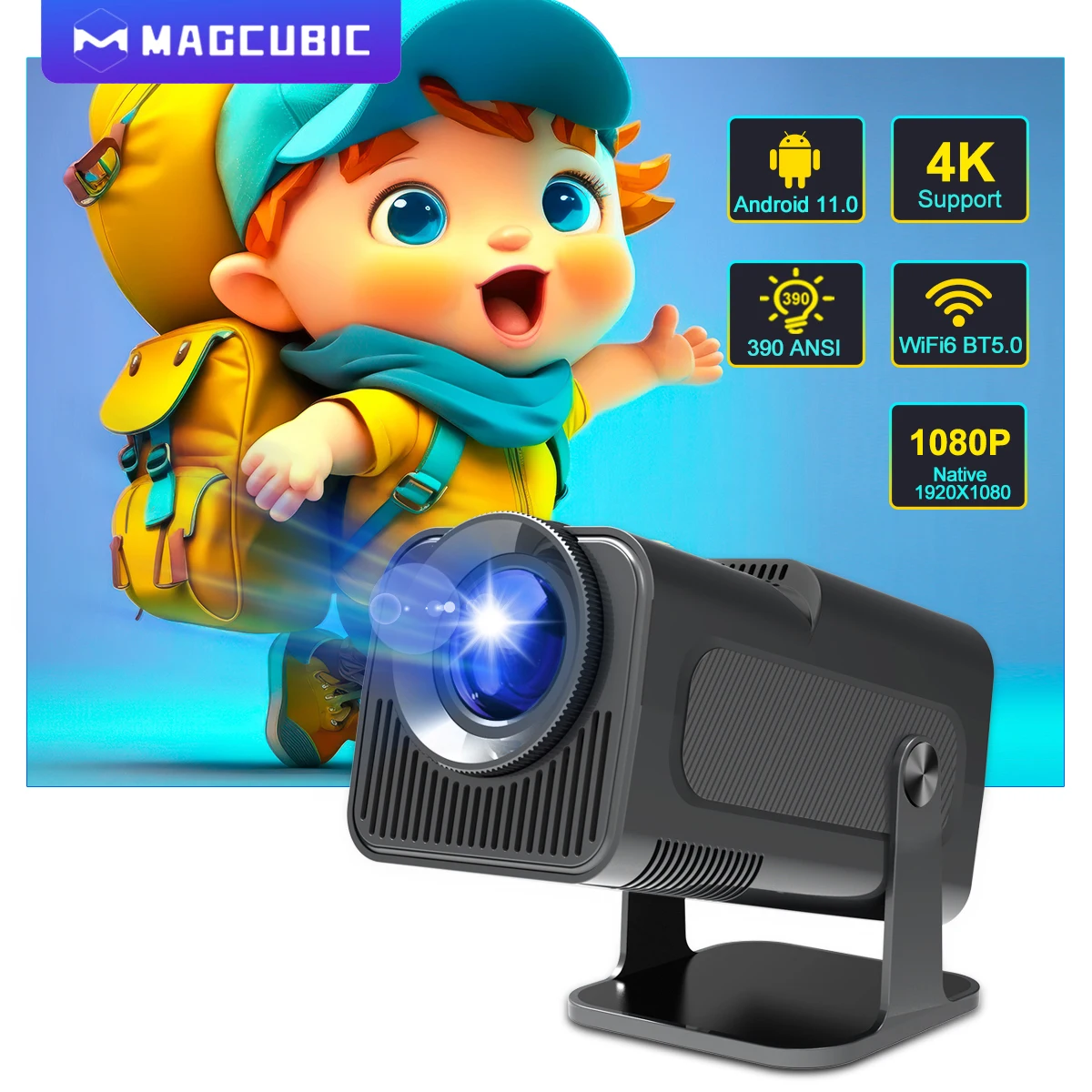 Magcubic 4K 안드로이드 11 프로젝터 네이티브 1080P 390ANSI HY320 듀얼 Wifi6 BT5.0 1920*1080P 시네마 휴대용 Projetor 업그레이드 HY300