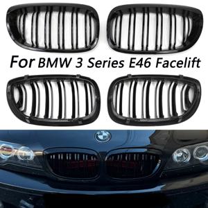 자동차 신장 그릴 앞 범퍼 2 슬랫 라인 광택 블랙 레이싱 그릴 BMW E46 쿠페 Cabrio 325Ci 330Ci LCI 2door 2003-2006