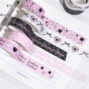 5 롤/많은 귀여운 소녀 하트 Washi 테이프 달콤한 멋진 스크랩북 저널 장식 접착 테이프 DIY 재료 스티커 편지지