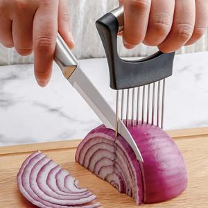 1pc 스테인레스 스틸 양파 슬라이서 홀더, 다목적 고기 Tenderizers, 야채 감자 토마토 레몬 절단 도구, 전체 그립 하