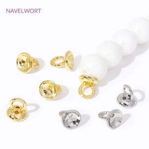 4.5/6MM 18K 골드 도금 황동 진주 팔찌 끝 커넥터 루프, 쥬얼리 엔드 캡, DIY 쥬얼리 액세서리 만들기