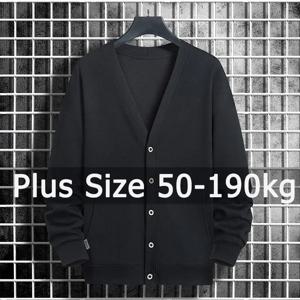 플러스 사이즈 스웨터 카디건 남성 니트 탑 9XL 8XL 50-190kg 가을 겨울 솔리드 컬러 긴 소매 스웨터 빅 사이즈 의류