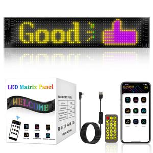 LED 매트릭스 픽셀 패널  USB 5V RGB LED 차량 표지판  블루투스 앱 제어  유연한 주소 지정 가능 패턴 그래피티 스크롤 텍스트 애니메이션 디스플레이 라이트