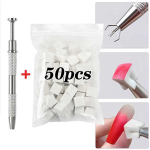 50Pcs 스퀘어 네일 아트 스폰지 + 잡아 펜 세트 그라디언트 네일 브러쉬 젤 폴란드어 디자인 네일 스폰지 잡아 펜 매니큐어 용품