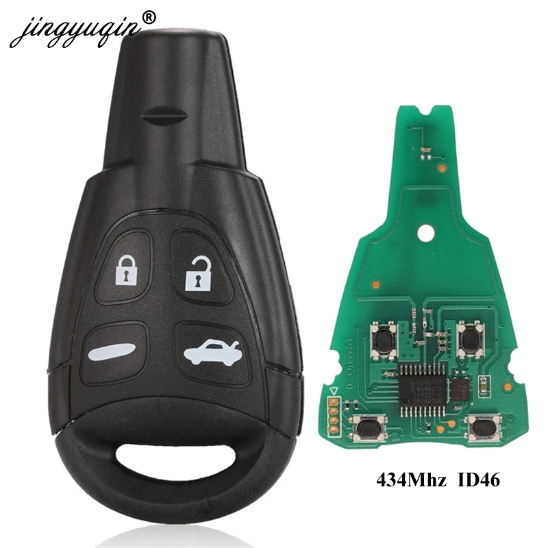 Jingyuqin 434Mhz ID46 4 버튼 자동차 키 SAAB 93 95 9-3 9-5 WF 교체 원격 키 LTQSAAM433TX