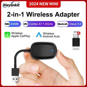 IHeylinkit 2024 새로운 2 In 1 미니 무선 Carplay 안드로이드 자동 무선 어댑터 대부분의 차량 모델에 대한 스마트 연결