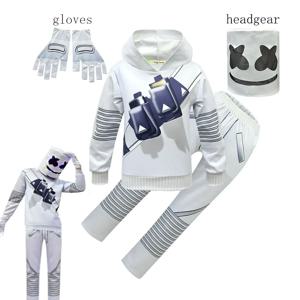 할로윈 Marshmello DJ 코스프레 어린이 의상 긴 소매 후드 + 바지 + 마스크 + 장갑 4Pcs 세트 어린이 소년 음악 크리스마스 파티 선물