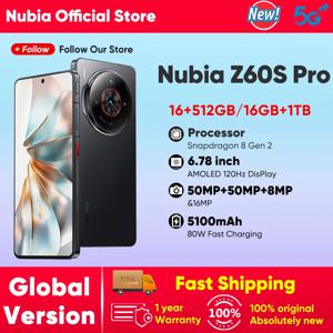 Nubia Z60S Pro 글로벌 버전 5G 안드로이드 핸드폰 Snapdragon 8 Gen 2 50MP 트리플 카메라 120Hz 6.78