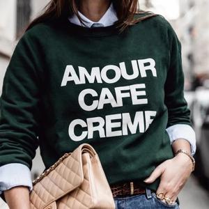 미국 빈티지 스타일 코튼 편지 인쇄 Crewneck 풀오버 여성 가을 ​​느슨한 캐주얼 스웨터 Tumblr 패션 점퍼