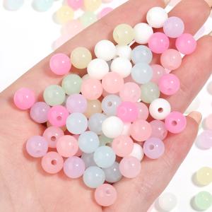 캔디 컬러 아크릴 비즈 4/6/8/10mm 라운드 루즈 스페이서 비드 쥬얼리 만들기 DIY 수제 팔찌 목걸이 액세서리