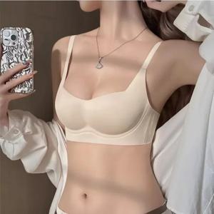 단색 피부를 감싸는 등 브라 속옷 여성 여름 통기성 얇은 라인 타입 일체형 브라