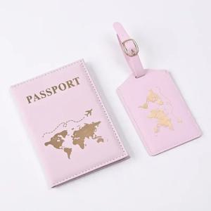 새로운 여권 커버 수하물 태그 세트 PU 가죽 여권 보호기 수하물 태그 여권 지갑 ID 카드 티켓 클립