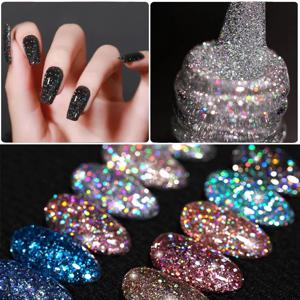 LILYCUTE 7ml 홀로그램 글리터 젤 매니큐어 봄 컬러 스파클링 스팽글 UV LED 바니시 네일 아트 장식