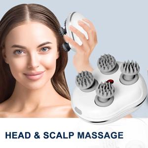 전기 스마트 헤드 두피 마사지 기계 릴렉스 넥 바디 마사지 반죽 진동 장치 레드 라이트는 모발에 영양을 공급합니다 4 마사지 헤드