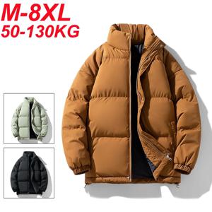 겨울 파카 남자 브라운 두꺼운 따뜻한 재킷 빅 사이즈 6xl 7xl 8xl 특대 코튼 패딩 윈드 브레이커 아웃웨어 방수 루즈 코트