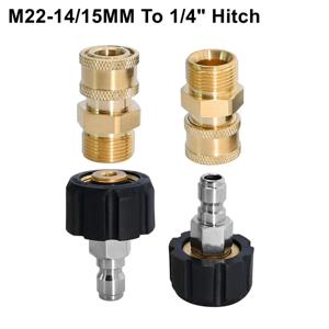 압력 와셔 어댑터 세트 커플러 회전 M22-14mm/15mm ~ 1/4 고압 세척 건 및 호스용 퀵 히치