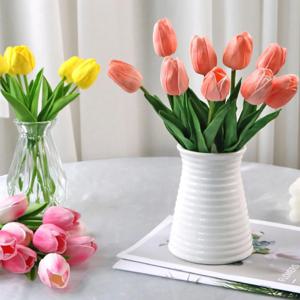 인공 꽃 리얼 터치 튤립 스크랩북 꽃병, 홈 장식, 웨딩 정원 장미 아치 화환, 어머니날 꽃다발, 3 개, 5 개
