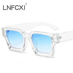 JNPCXI 패션 스퀘어 여성 럭셔리 선글라스 레트로 그라디언트 블루 디자이너 남성 Trending Sun Glasses Shades UV400
