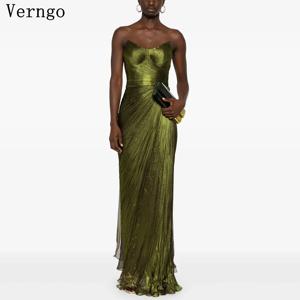 Verngo 그린 쉬폰 반짝이는 이브닝 원피스, 연인 인어 슬림 무도회 가운, 우아한 바닥 길이 파티 원피스, 맞춤형