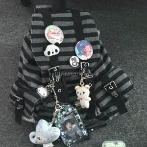 한국어 줄무늬 대학 배낭 Y2k 캐주얼 Drawstring 학생 가방 대용량 다목적 토트 백 Kpop Girls 여성용 가방