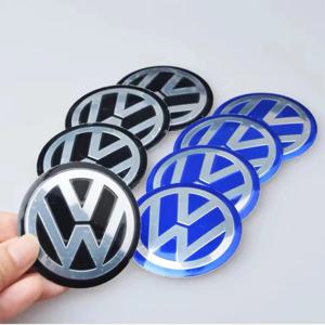 4pcs 알루미늄 금속 자동차 휠 센터 허브 캡 스티커 배지 폭스 바겐 폭스 바겐 R GTI 골프 5 6 7 비틀 폴로 Passat b6 Tiguan Jetta