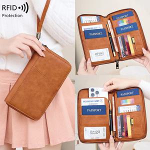 여행 서류 및 금융을 위한 다기능 RFID 차단 여권 지갑 지퍼 업 보호 케이스 새로운 도착 국경 간