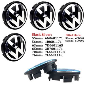 4pcs 3D 블랙 실버 55mm 56mm 65mm 70mm 76mm 자동차 엠블럼 휠 허브 센터 캡 배지 커버 스티커 Stylin3B 7601171   1J 0601171