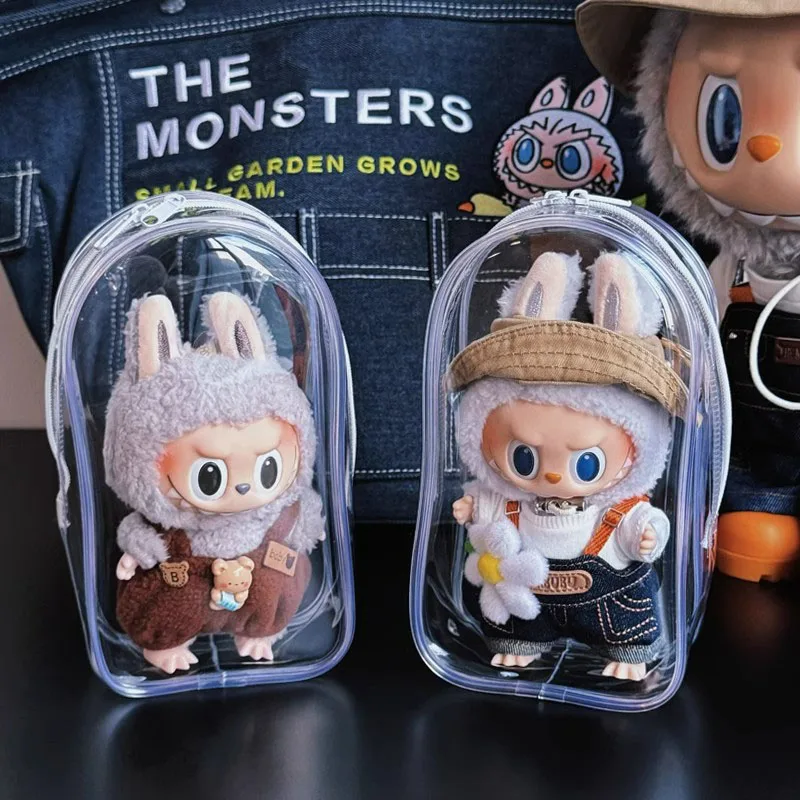 Labubu V1 V2 보관 인형 가방 PVC 투명 보호 커버 키체인