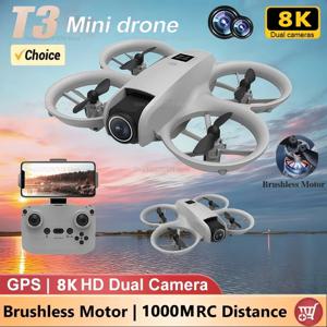 NEW T3 드론 8K HD 5G GPS 사진촬영 원격조종 전문가용 HD 항공기 HD 듀얼 카메라 쿼드콥터 장난감 UAV 남자아이 선물