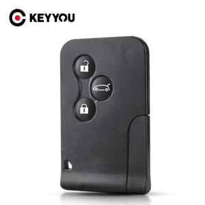 KEYYOU Renault Clio Logan Megane 2 3 Koleos 경치 좋은 카드 케이스 용 3 버튼 스마트 카드 작은 키가있는 검은 색 자동차 키 Fob 쉘