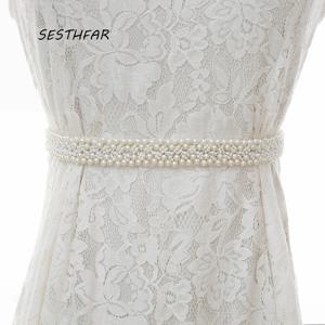 SESTHFAR 진주 웨딩 벨트 수제 신부 벨트 유행 진주 페르시 신부 새시 웨딩 액세서리