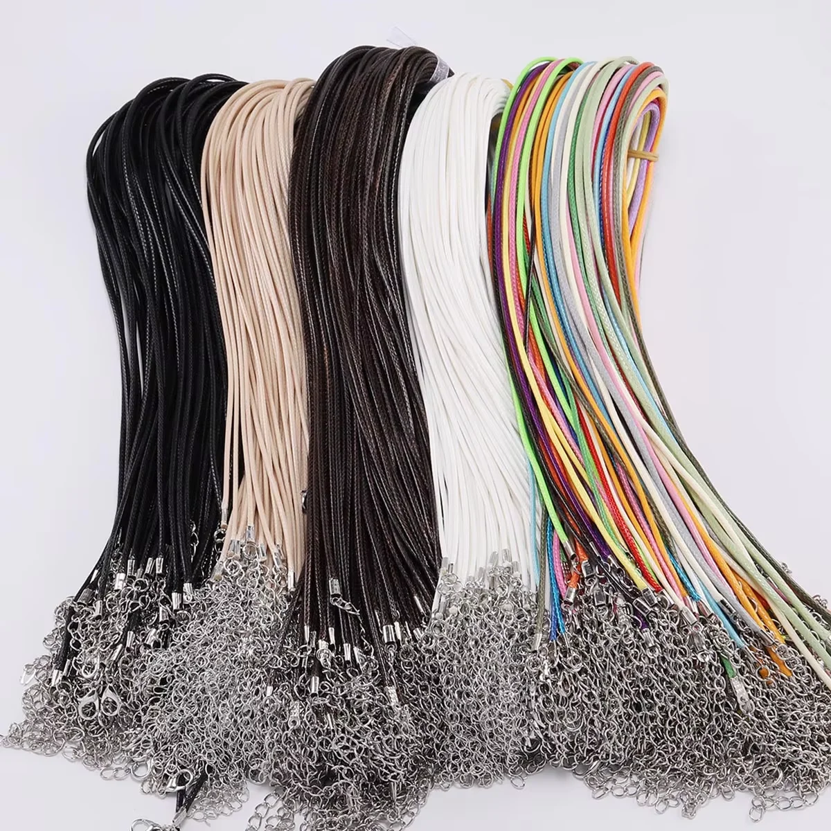 10 개/몫 직경 1.5/2mm 가죽 코드 목걸이 쥬얼리에 대 한 걸쇠 조정 가능한 꼰 로프 DIY 목걸이 팔찌 용품 만들기