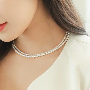 14K 페블 담수진주 목걸이/초커 밥풀진주 레이어드
