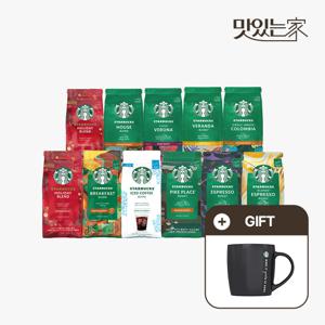 스타벅스 원두 분쇄 5종 / 홀빈 6종 200g 2+2 4개 (블랙 머그 370ml 포함)