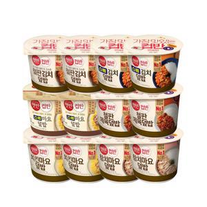 [1등 컵밥] 햇반 컵반 한끼간편 덮밥세트 12개(치킨마요x2+참치마요x2+스팸마요x2+철판제육x2+철판김치x2+스팸김치x2)