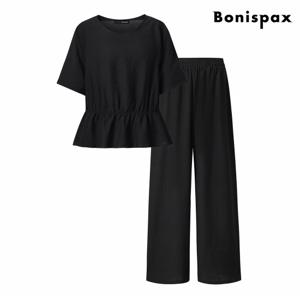 정상가:89,000원 ㅣ 셔링 블라우스 밴딩 롱 팬츠 셋업 (XP2OW028L0)