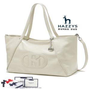 [가벼운숄더백]HIBA5E558IV_여성 아이보리 로고장식 합성 가죽 숄더백