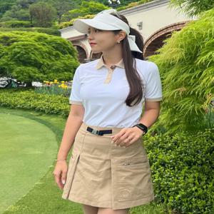 [헤지스 골프 여성] [[24SS]] HWTS4B301OW ESSENTIAL 화이트 백피케 폴로티셔츠