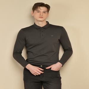 [닥스 골프] [[24FW]] DGTS4D901G3 [ONLINE EXCLUSIVE] 남성 차콜그레이 더블페이스 긴팔 폴로 티셔츠