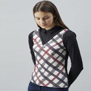[닥스 골프 여성] [[24SS]] WNTS4A151BK [스테디셀러]체크배색 반집업티셔츠 (BLACK)